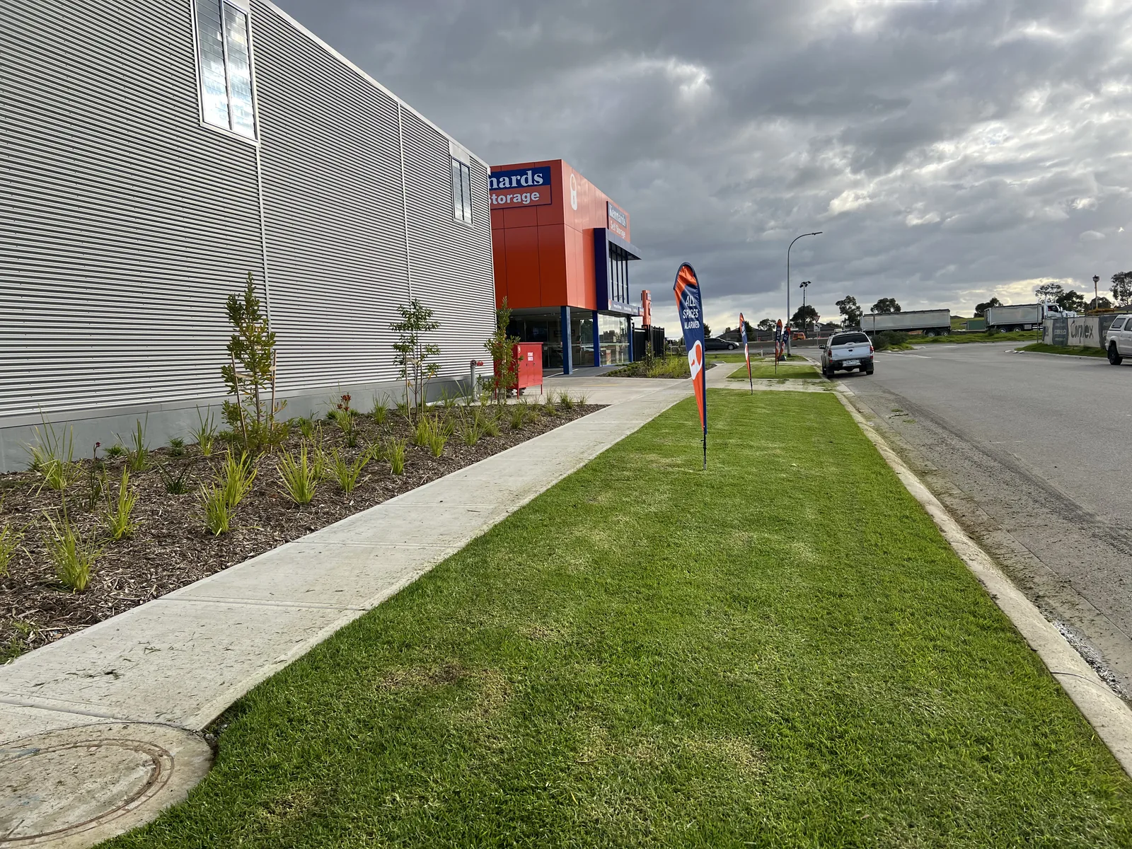 Commercial grounds maintenance on a Pakenham business frontage